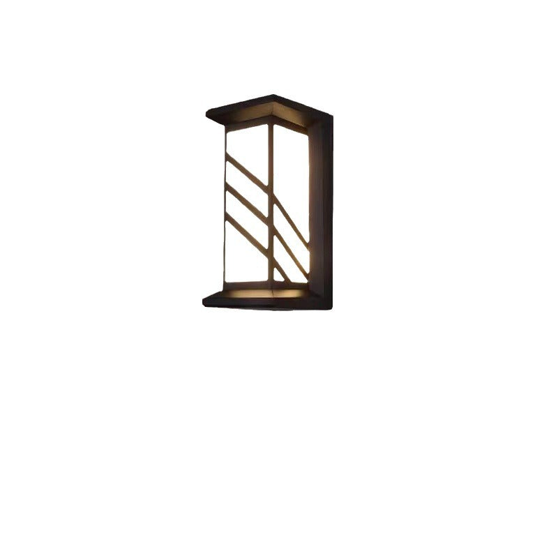Traditional Chinese Rectangular Waterproof Aluminum Acrylic LED Wall Sconce Lamp For Outdoor Patios | Bowlift