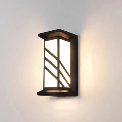 Traditional Chinese Rectangular Waterproof Aluminum Acrylic LED Wall Sconce Lamp For Outdoor Patios | Bowlift