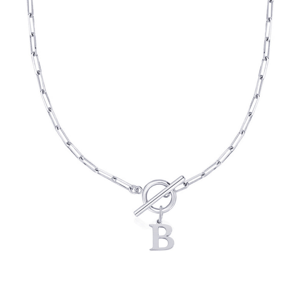 BowLift | Paperclip Letter Initial Circle Lock Clasp Necklace