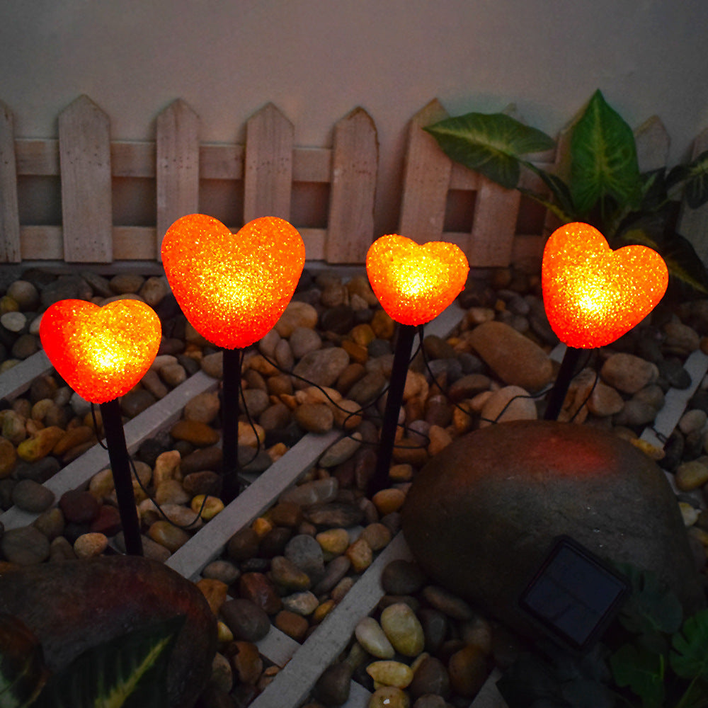 Modern Art Deco Solar Waterproof ABS Plastic & Nano Heart-Shaped Decorative LED Outdoor Light Landscape Lighting For Garden & Outdoor Patio | Bowlift