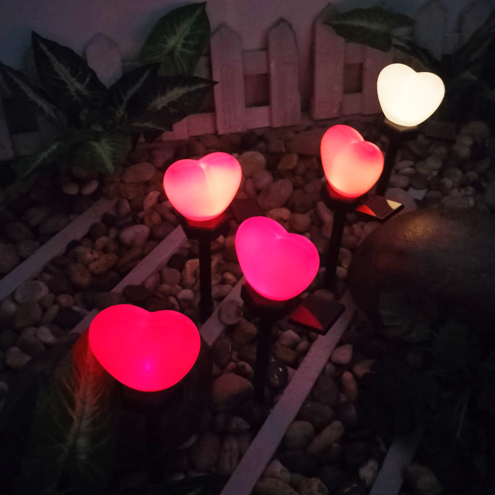 Modern Art Deco Solar Waterproof ABS Plastic & Nano Heart-Shaped Decorative LED Outdoor Light Landscape Lighting For Garden & Outdoor Patio | Bowlift