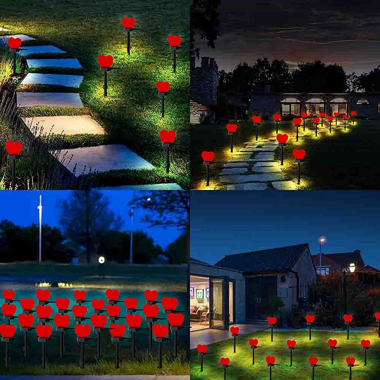 Modern Art Deco Solar Waterproof ABS Plastic & Nano Heart-Shaped Decorative LED Outdoor Light Landscape Lighting For Garden & Outdoor Patio | Bowlift