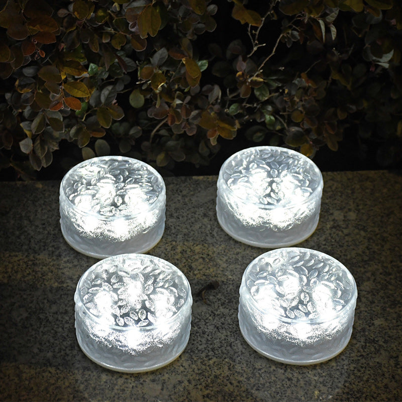 Modern Minimalist Solar Round Ice Brick Shape Acrylic LED Outdoor Light For Garden | Bowlift