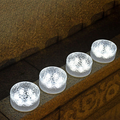 Modern Minimalist Solar Round Ice Brick Shape Acrylic LED Outdoor Light For Garden | Bowlift