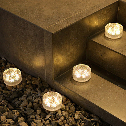 Modern Minimalist Solar Round Ice Brick Shape Acrylic LED Outdoor Light For Garden | Bowlift