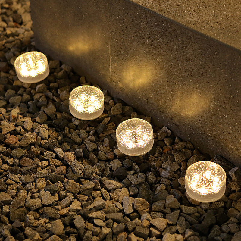 Modern Minimalist Solar Round Ice Brick Shape Acrylic LED Outdoor Light For Garden | Bowlift