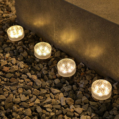 Modern Minimalist Solar Round Ice Brick Shape Acrylic LED Outdoor Light For Garden | Bowlift