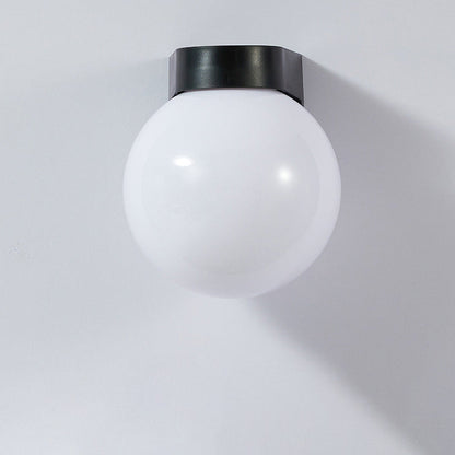 Waterproof, spherical polycarbonate-acrylic wall light with one light for the patio