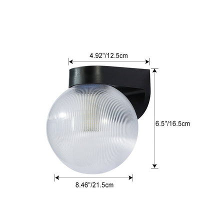 Waterproof, spherical polycarbonate-acrylic wall light with one light for the patio