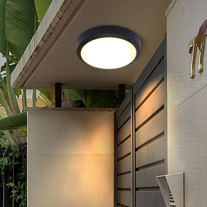 Modern Minimalist Waterproof Round Aluminum Acrylic LED Outdoor Flush Mount Ceiling Light For Garden | Bowlift