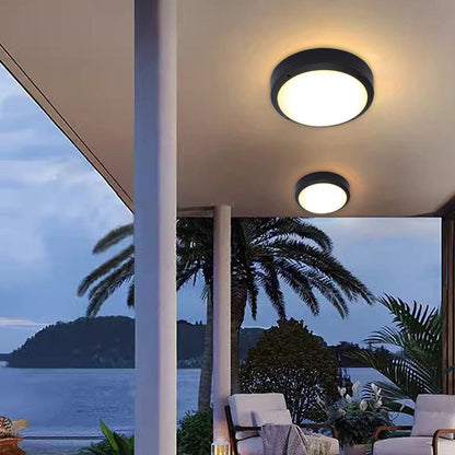 Modern Minimalist Waterproof Round Aluminum Acrylic LED Outdoor Flush Mount Ceiling Light For Garden | Bowlift