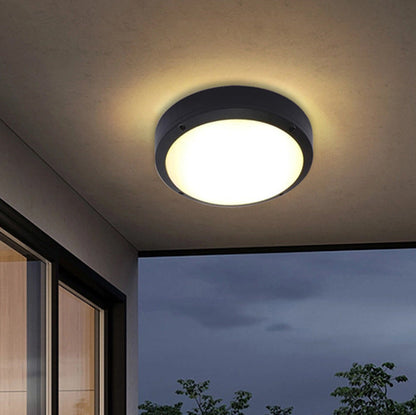 Modern Minimalist Waterproof Round Aluminum Acrylic LED Outdoor Flush Mount Ceiling Light For Garden | Bowlift