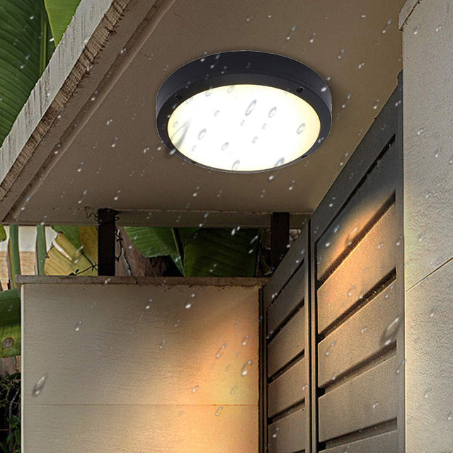Modern Minimalist Waterproof Round Aluminum Acrylic LED Outdoor Flush Mount Ceiling Light For Garden | Bowlift