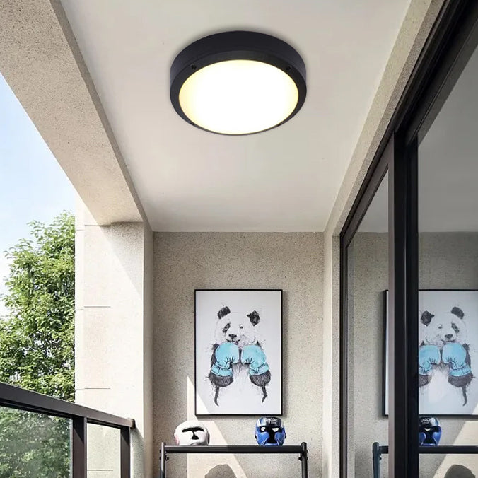 Modern Minimalist Waterproof Round Aluminum Acrylic LED Outdoor Flush Mount Ceiling Light For Garden | Bowlift