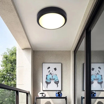 Modern Minimalist Waterproof Round Aluminum Acrylic LED Outdoor Flush Mount Ceiling Light For Garden | Bowlift