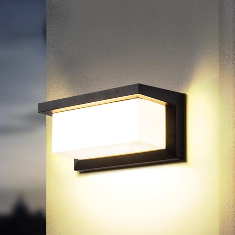 Rectangular, waterproof aluminum LED wall light for the patio