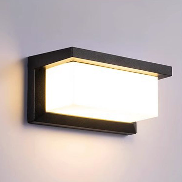 Rectangular, waterproof aluminum LED wall light for the patio