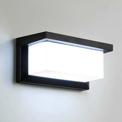 Rectangular, waterproof aluminum LED wall light for the patio