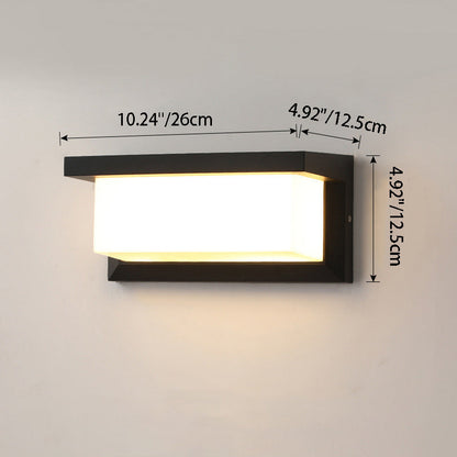 Modern Minimalist Rectangular Waterproof Aluminum LED Wall Sconce Lamp For Outdoor Patio | Kalsten