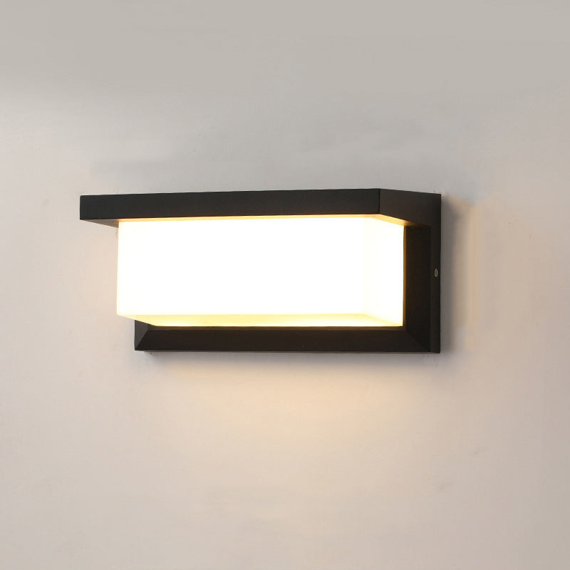 Rectangular, waterproof aluminum LED wall light for the patio