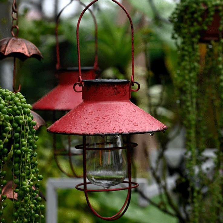 Traditional Vintage Solar Waterproof Round Table Oval Mesh Iron 1-Light Outdoor Light For Garden | Bowlift
