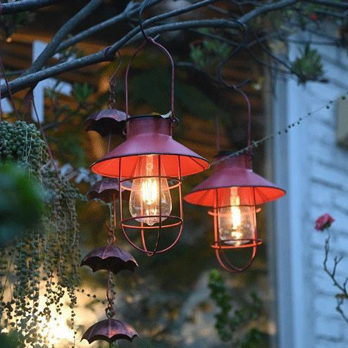 Traditional Vintage Solar Waterproof Round Table Oval Mesh Iron 1-Light Outdoor Light For Garden | Bowlift