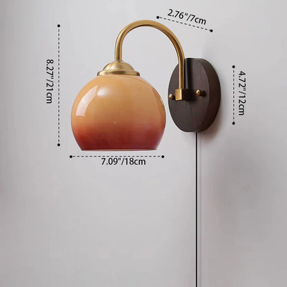 Skanto | Modern Mid-Century Cream Round Oval Ash Wood Glass 1-Light Wall Lamp for Bedroom