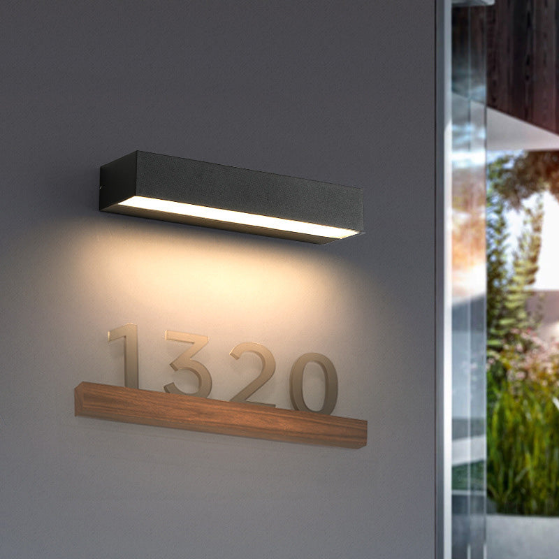 Modern Minimalist Rectangular Bar Waterproof Aluminum LED Wall Sconce Lamp For Garden | Bowlift