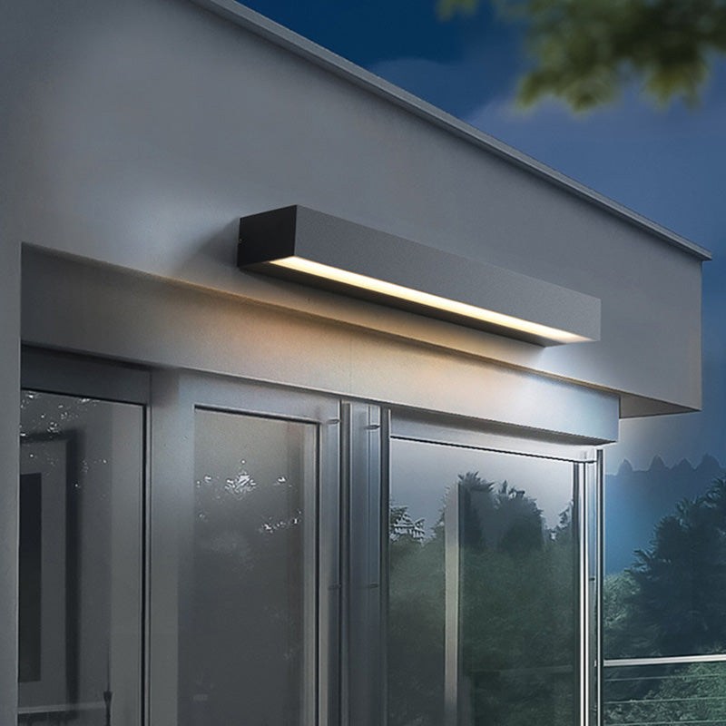 Modern Minimalist Rectangular Bar Waterproof Aluminum LED Wall Sconce Lamp For Garden | Bowlift