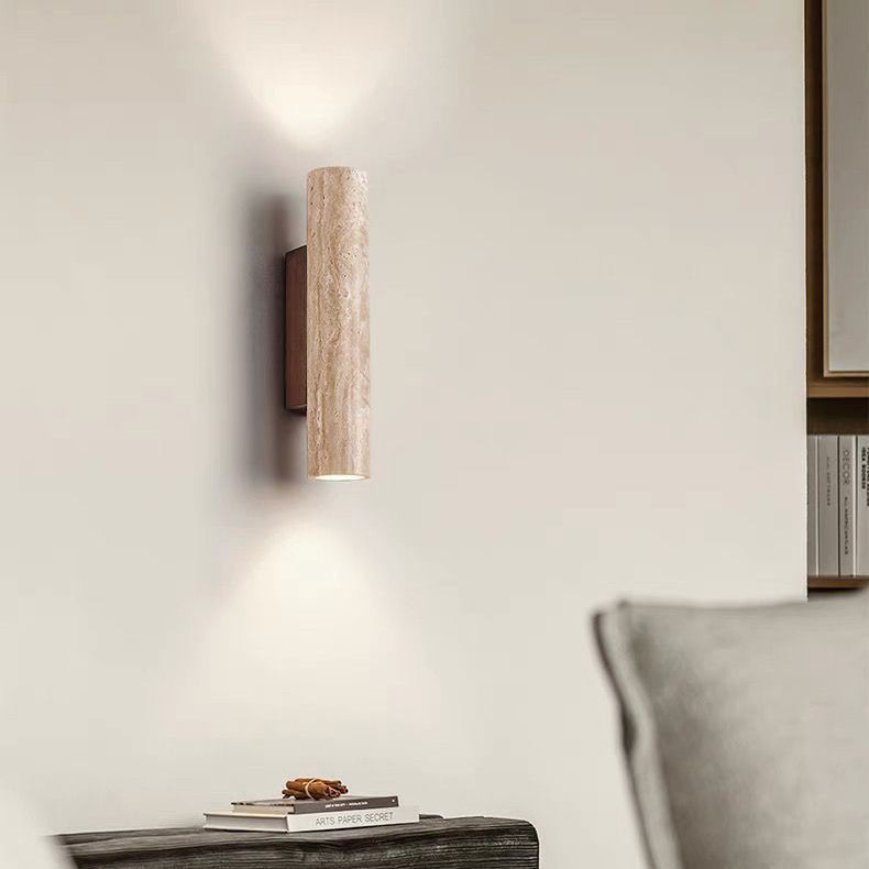BowLift | Nordivea Travertine Wall Light | Scandinavian Design | 2-Light | Wood & Travertine
