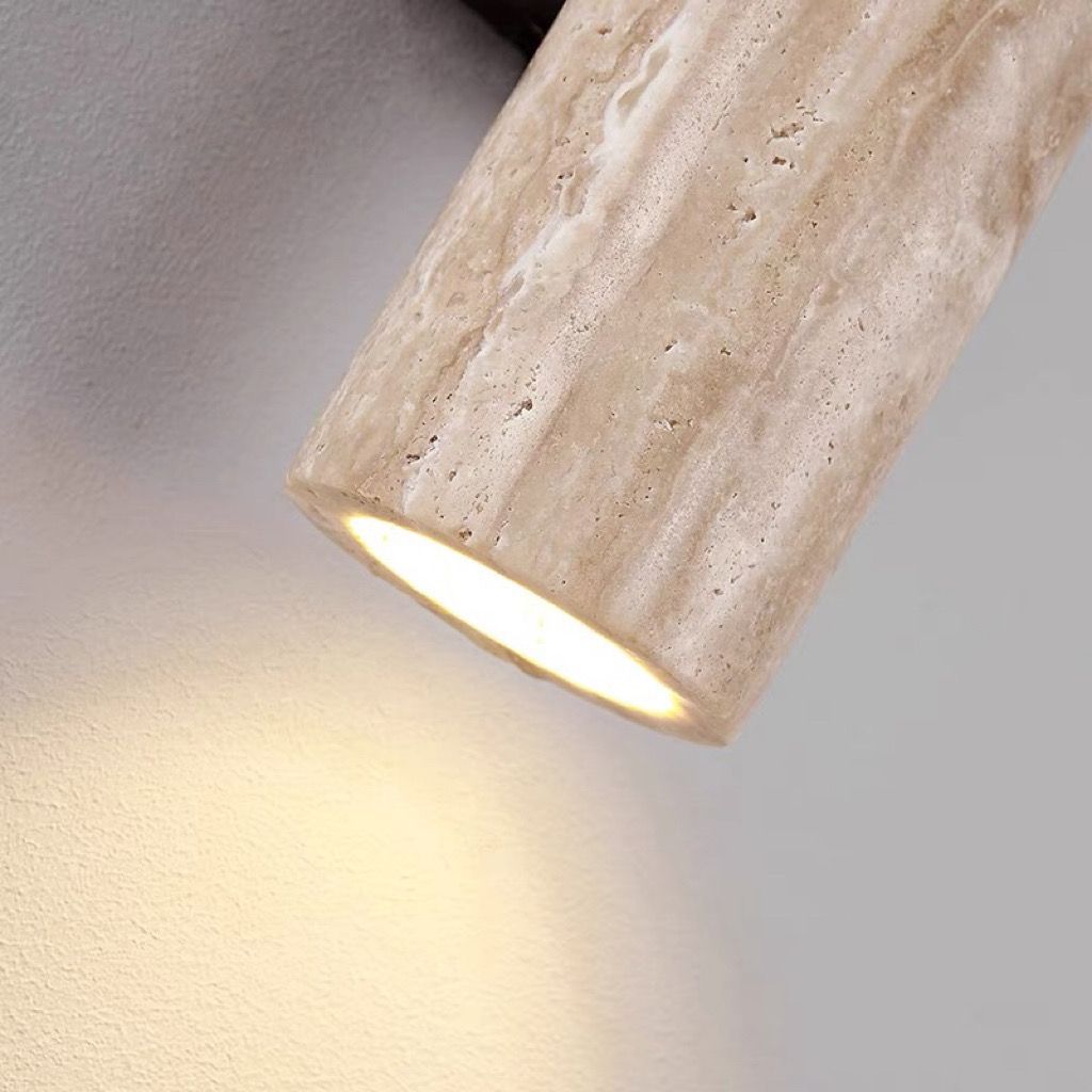 BowLift | Nordivea Travertine Wall Light | Scandinavian Design | 2-Light | Wood & Travertine