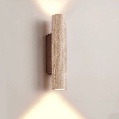 BowLift | Nordivea Travertine Wall Light | Scandinavian Design | 2-Light | Wood & Travertine