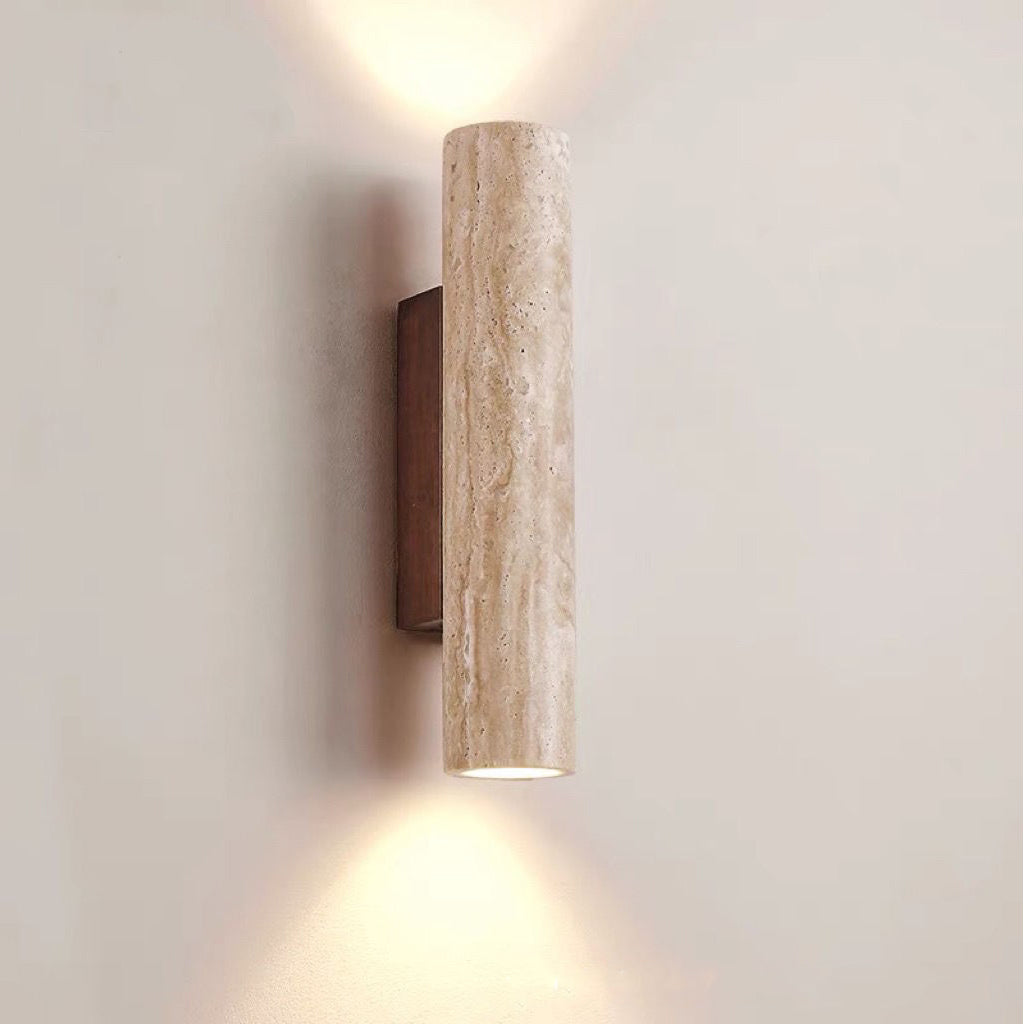 Skanto | Nordivea Travertine Wall Lamp | Scandinavian Design | 2-Light | Wood & Travertine
