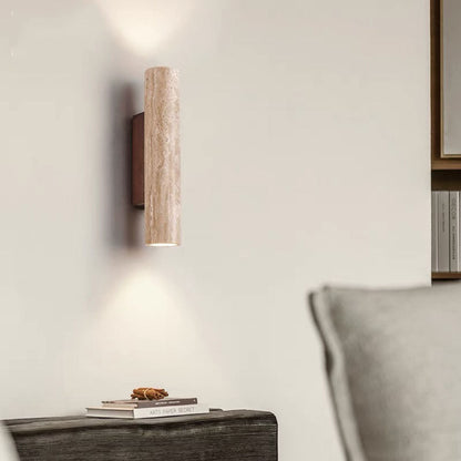 BowLift | Nordivea Travertine Wall Light | Scandinavian Design | 2-Light | Wood & Travertine