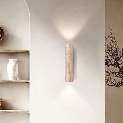 BowLift | Nordivea Travertine Wall Light | Scandinavian Design | 2-Light | Wood & Travertine