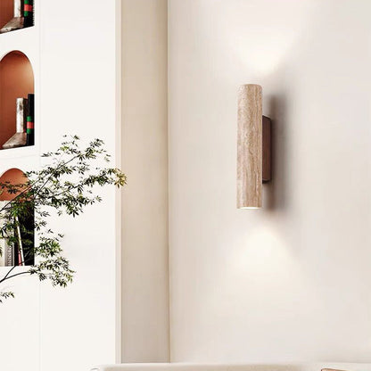 Skanto | Nordivea Travertine Wall Lamp | Scandinavian Design | 2-Light | Wood & Travertine