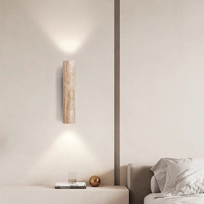 BowLift | Nordivea Travertine Wall Light | Scandinavian Design | 2-Light | Wood & Travertine