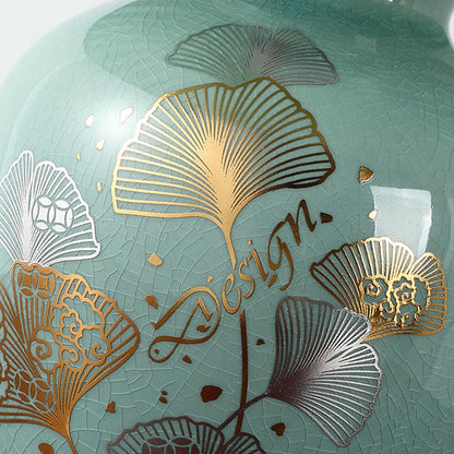 Skanto | Traditional Chinese Floral Design Round Fan Fabric Ceramic 1-Light Table Lamp for Living Room
