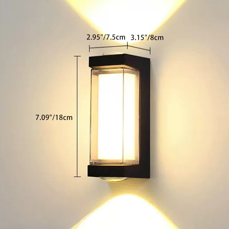 Modern Simplicity Waterproof Aluminum PC Cylinder Cuboid LED Wall Sconce Lamp For Outdoor Patio | Bowlift