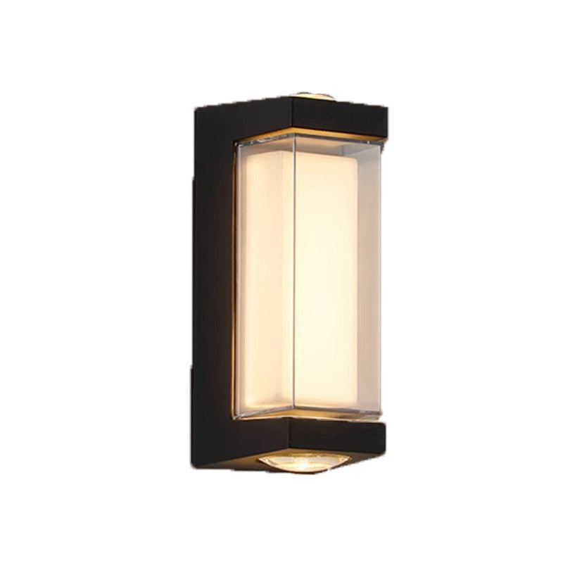 Modern Simplicity Waterproof Aluminum PC Cylinder Cuboid LED Wall Sconce Lamp For Outdoor Patio | Bowlift