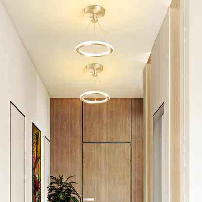 BowLift | Contemporary Nordic Round Metal Silica LED Semi-Flush Mount Ceiling Light for Corridor