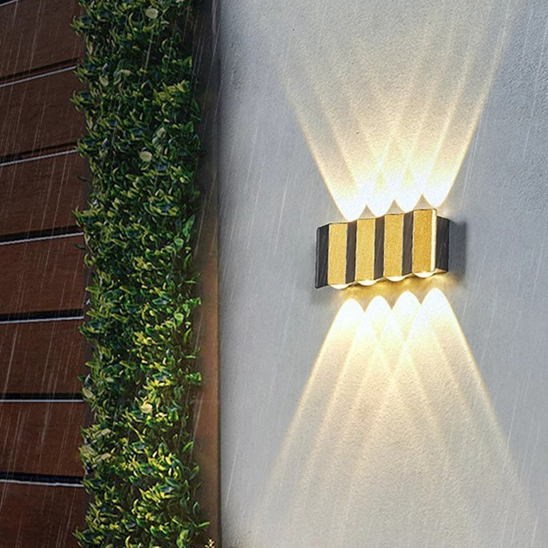 Modern Simplicity Waterproof Aluminum Rectangular Curved Up and Down LED Wall Lamp For Outdoor Patio | Brehn