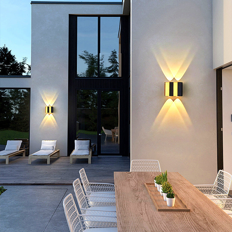 Modern Simplicity Waterproof Aluminum Rectangular Curved Up and Down LED Wall Lamp For Outdoor Patio | Brehn
