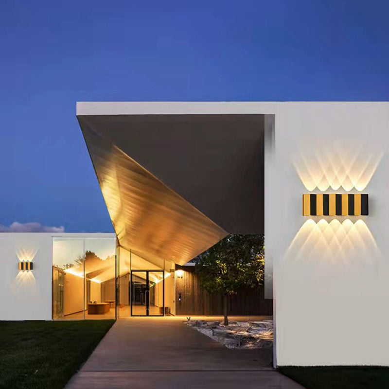 Modern Simplicity Waterproof Aluminum Rectangular Curved Up and Down LED Wall Lamp For Outdoor Patio | Brehn