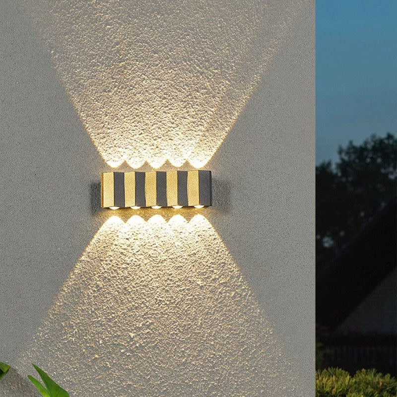 Modern Simplicity Waterproof Aluminum Rectangular Curved Up and Down LED Wall Lamp For Outdoor Patio | Brehn