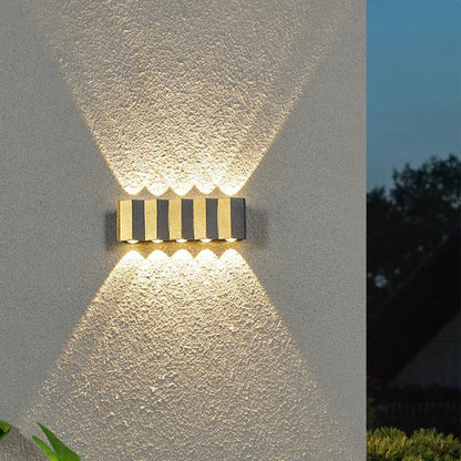 Modern Simplicity Waterproof Aluminum Rectangular Curved Up and Down LED Wall Lamp For Outdoor Patio | Brehn