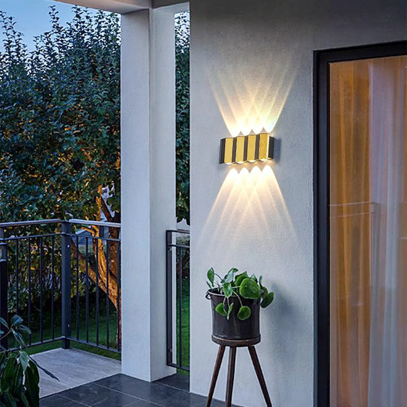 Modern Simplicity Waterproof Aluminum Rectangular Curved Up and Down LED Wall Lamp For Outdoor Patio | Brehn