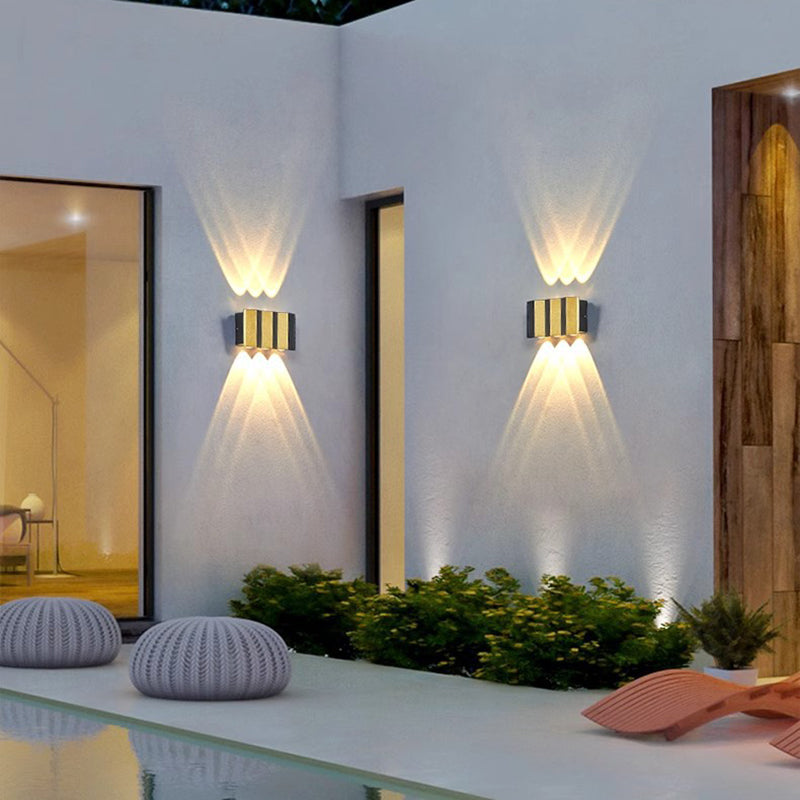Modern Simplicity Waterproof Aluminum Rectangular Curved Up and Down LED Wall Lamp For Outdoor Patio | Brehn