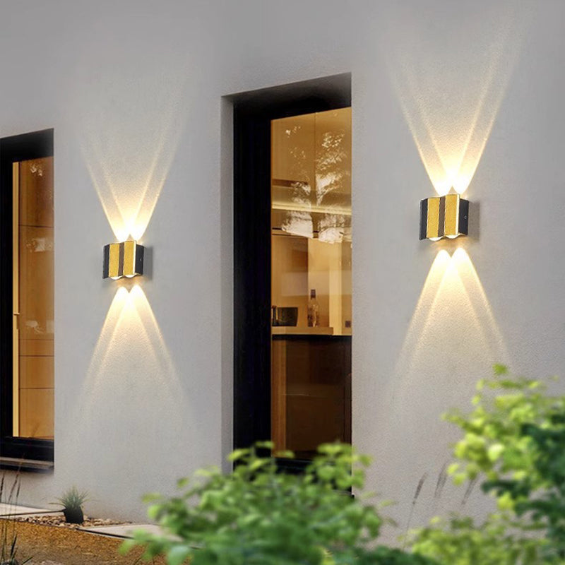 Modern Simplicity Waterproof Aluminum Rectangular Curved Up and Down LED Wall Lamp For Outdoor Patio | Brehn