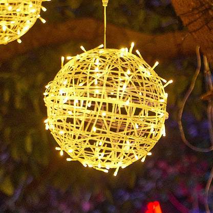 Modern Art Deco Solar Waterproof Weaving Ball Hanging PVC Plastic LED Outdoor Light Landscape Lighting For Garden | Kalsten